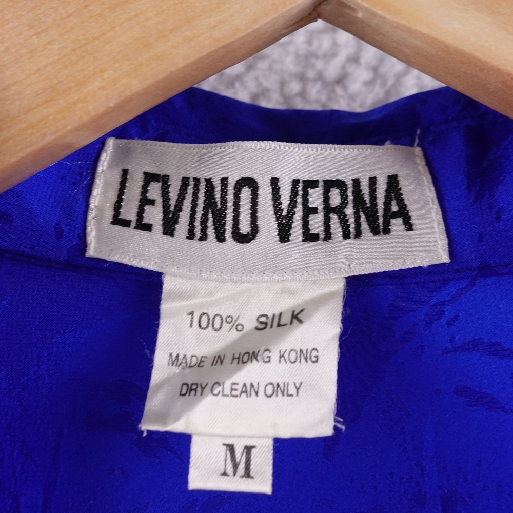 Vintage Levino Verna Silk Jacquard Pant Suit Set Royal Blue Women's M Designer - Picture 4 of 13
